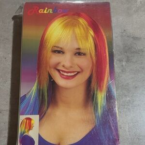 Rainbow Women's Colorful Wig with Red, Yellow, and Blue